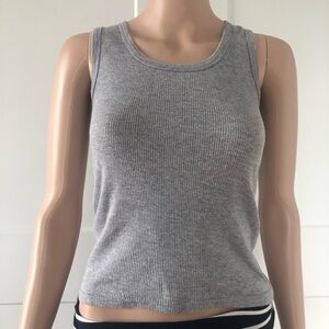 Gray Grey Cotton Ribbed Racerback Basic Tank Top Small XS